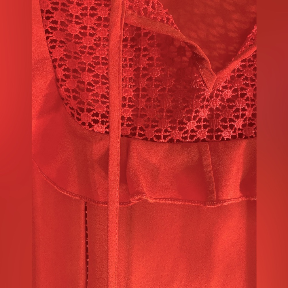 DEX tunic flutter sleeve with embellished, tie-front neckline - Picture 5 of 8